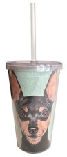 Miniature Pincher Tumbler with Straw, Double Wall, 16 Ounces Acrylic Tumbler, BP
