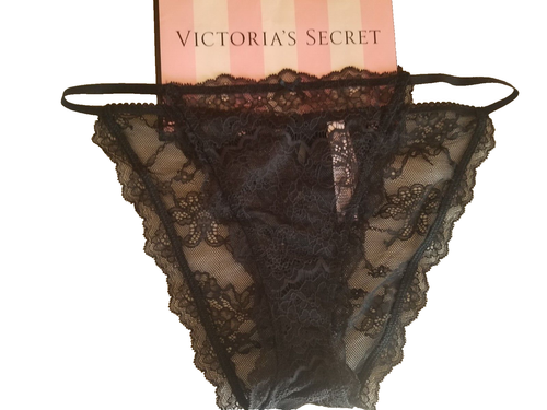 VICTORIA'S SECRET LARGE DREAM ANGELS MINI LACE STRING BIKINI PANTY BLACK NWT - Picture 3 of 13