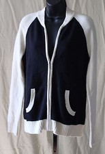 women American Living Zip Front Sweater crewneck/black and white/Size M