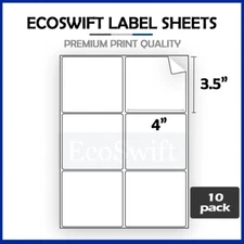(60) 4 x 3 1/3 EcoSwift Laser/Ink Address Shipping Adhesive Labels 6 per sheet