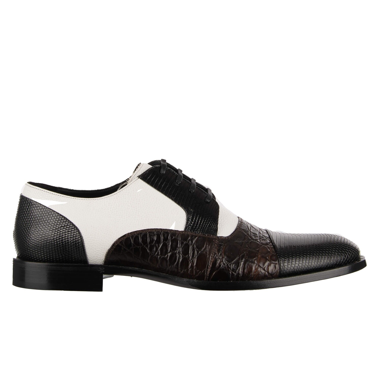 Dolce & Gabbana patchwork lizard caiman leather derby shoes Napoli brown 12105 image 2