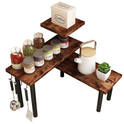 3-Tier Corner Shelf Organizer - Adjustable Countertop Storage For Kitchen, Bathroom & Office