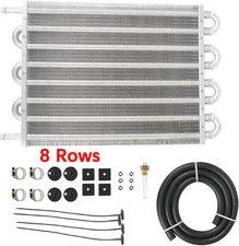 8 Rows Universal Aluminum Remote Transmission Oil Cooler Radiator Converter Kit