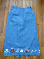 Vintage Denim  Co. Women's Denim Maxi Skirt With Floral Embroidery Size large