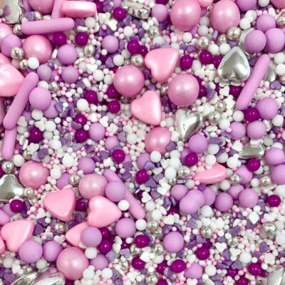 Valentinstag Lila Rosa Weiß Streusel Herzen Cupcake Kuchen Topper Muttertag
