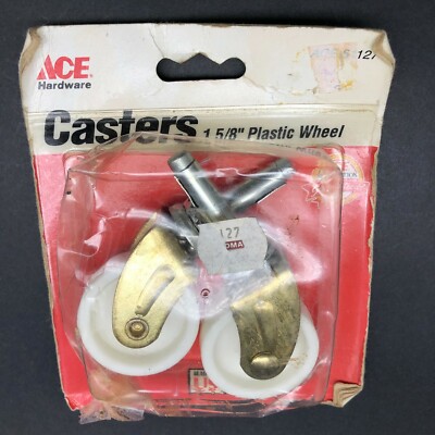 ACE 1-5/8'' Casters Stem Mount Plastic Wheels 2 Pc 51127 USA Made Shelf Worn Pack