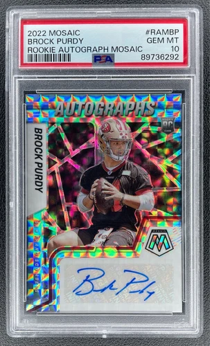 2022 Panini Mosaic - Rookie Autograph Brock Purdy Gem Mint 10 (RC) (SP) Niners