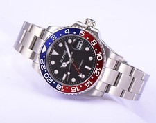 Orologio meccanico uomo automatico Parnis GMT 40mm cinturino acciaio cristallo zaffiro