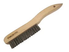 3 Pack - 10-1/4" Wire Scratch Brush w/ Wood Shoe Handle Stainless Steel Bristle