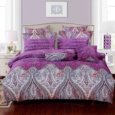 royal paisley luxury cotton bedding set: 3pc/5pc duvet cover set or accessories