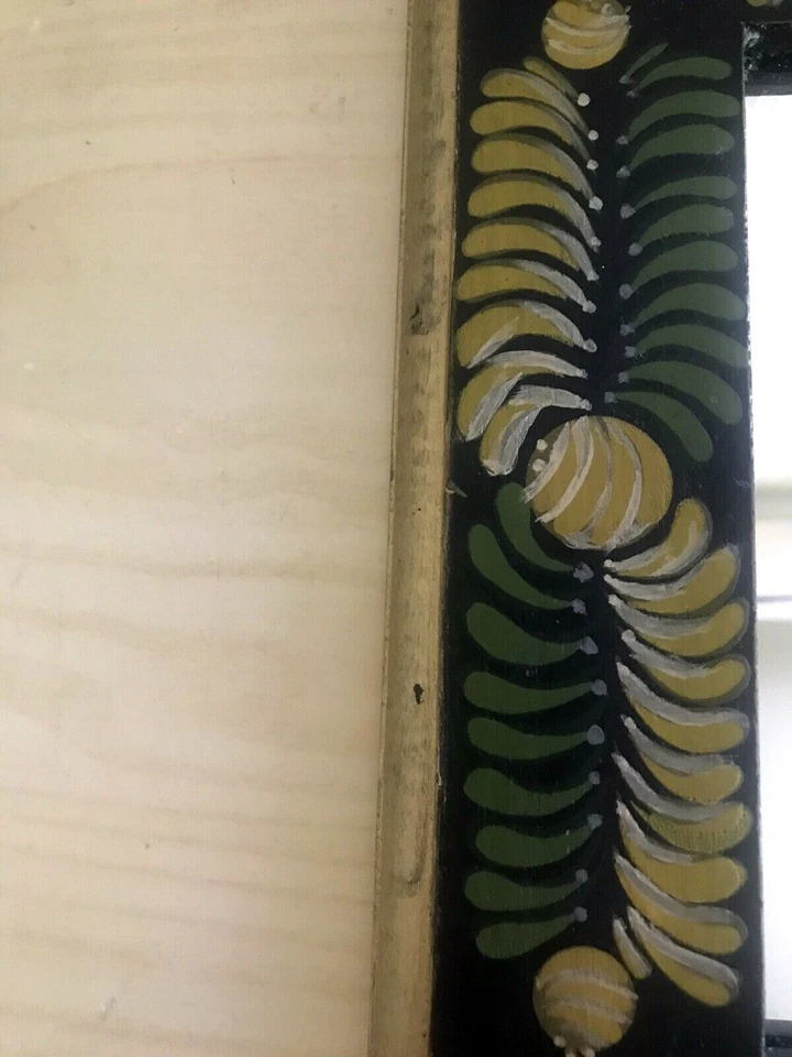 Boho Hand Painted Black Wood Mirror Primitives Kathy Graybill 11.25" x 9.25"  - Image 2 of 4