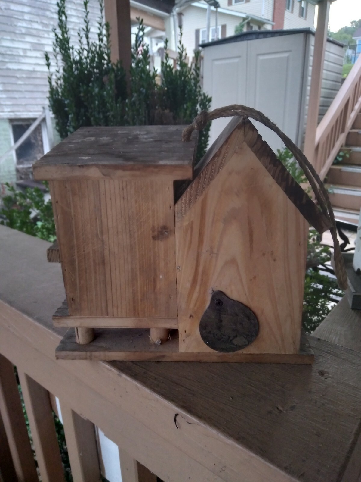 Country Rustic Vintage Wooden double Bird House 8x7x5 functional 1