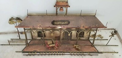 Curtis Jere Large Mixed Metal AZUSA Railroad Whistle Stop Wall