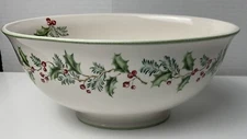 St. Nicholas Square Oval Serving Bowl Holly Berry 11" L X 7 1/2" W X 5” T