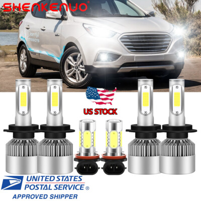 6K LED Headlight High-Low Beam+Fog Light Kit For Hyundai Tucson 2016 2017 2018