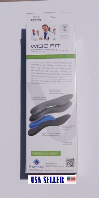 POWERSTEP WIDE FIT FULL LENGTH INSOLES DESIGNED FOR WIDE-WIDTH SHOES 3E -6E | eBay