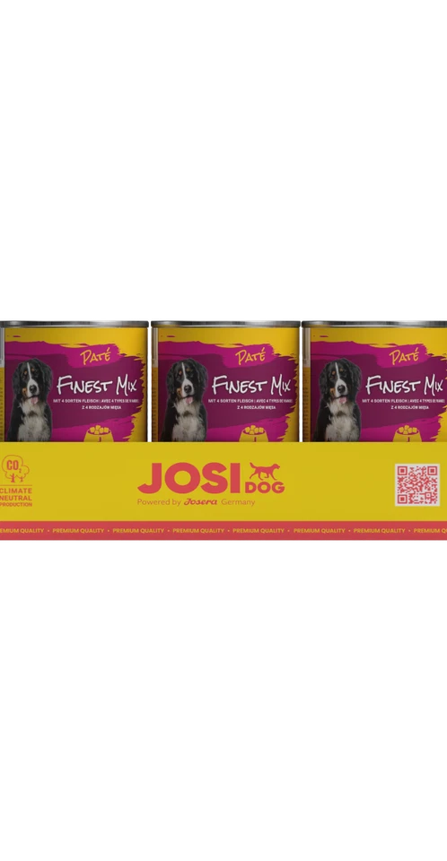JosiDog Paté Finest Mix (12 x 400 g) | Nassfutter mit 4 Sorten Fleisch