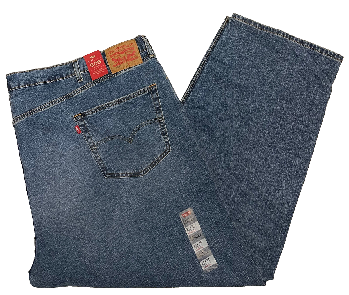 LEVIS 505 MENS BIG & TALL REGULAR FIT STRETCH JEANS 56X30 #0014