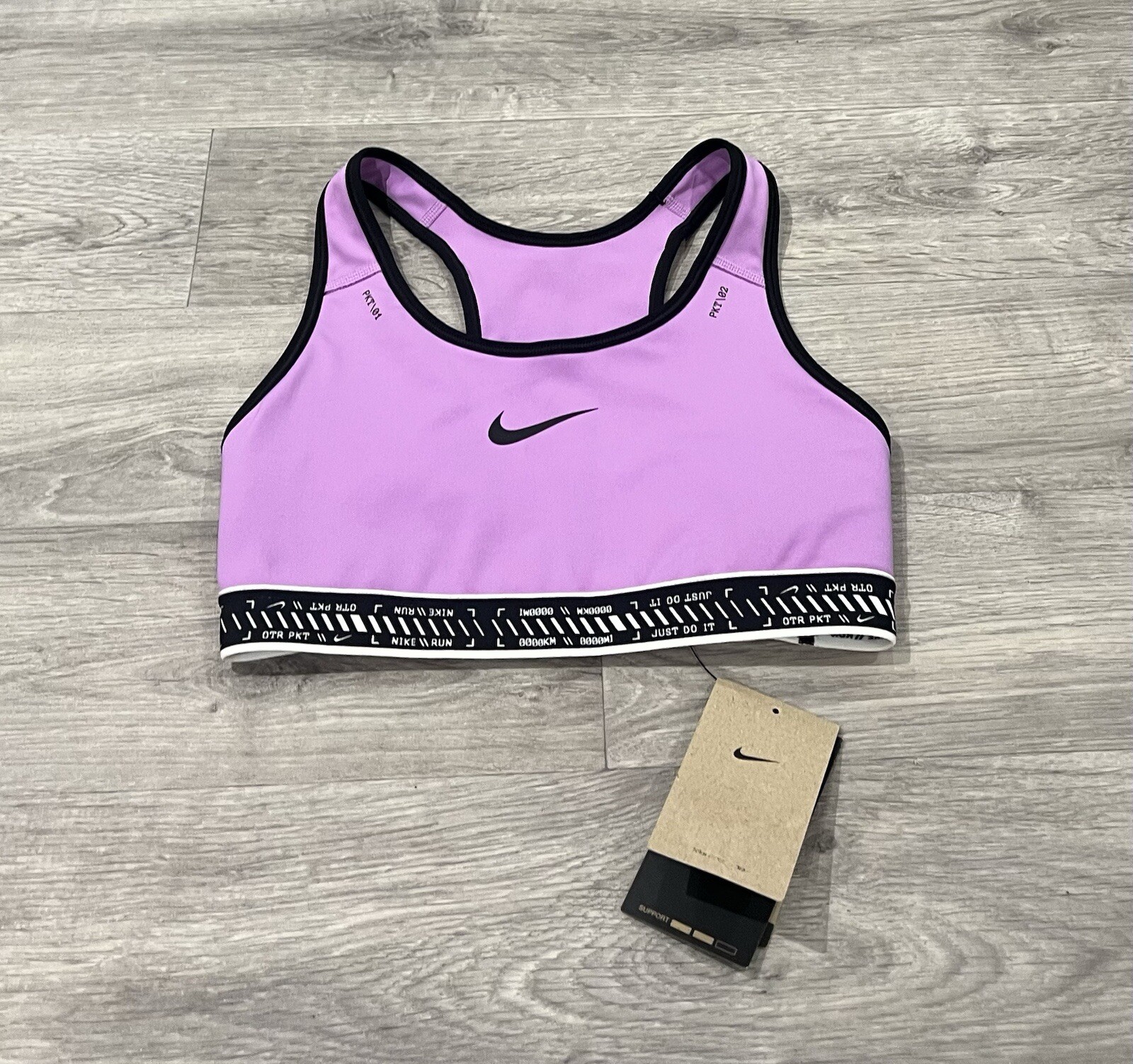 Nike Sports Bra Medium Support Lilac/ Black Size Extra Small (XS) BNWT £49.99-image
