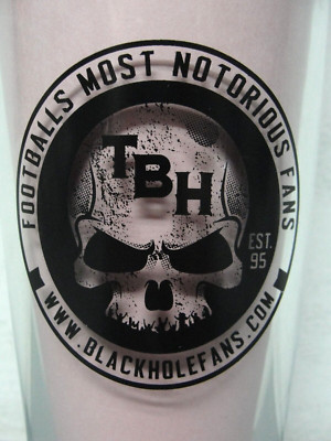 CORONA EXTRA BEER PINT GLASS   TBH BLACK HOLE FANS FOOTBALL SKULL   RARE NEW