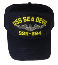 USS SEA DEVIL SSN-664 HAT With Silver Dolphins - Navy Blue - Veteran Owned 