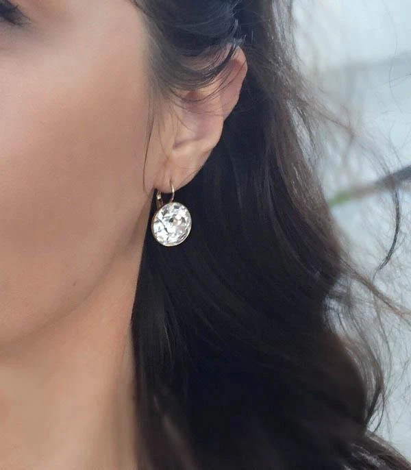 MED 13 MM Bella Earrings Made with Swarovski Crystal Silver Plated