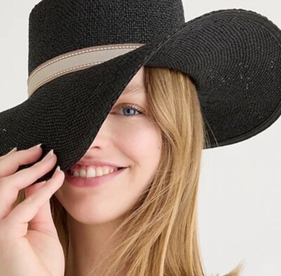 J CREW Wide brim boater straw hat with ribbon Wide-brim Boater Hat With Ribbon For Women | J.Crew main image 2