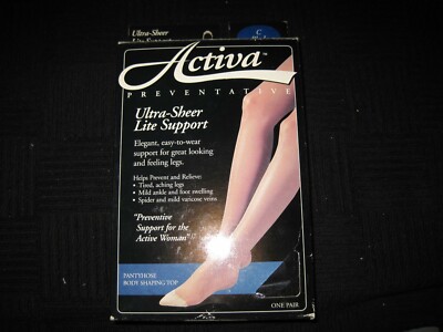 Activa H1163 Ultra Sheer Pantyhose w/ Top-9-12 mmHg-Blk-C