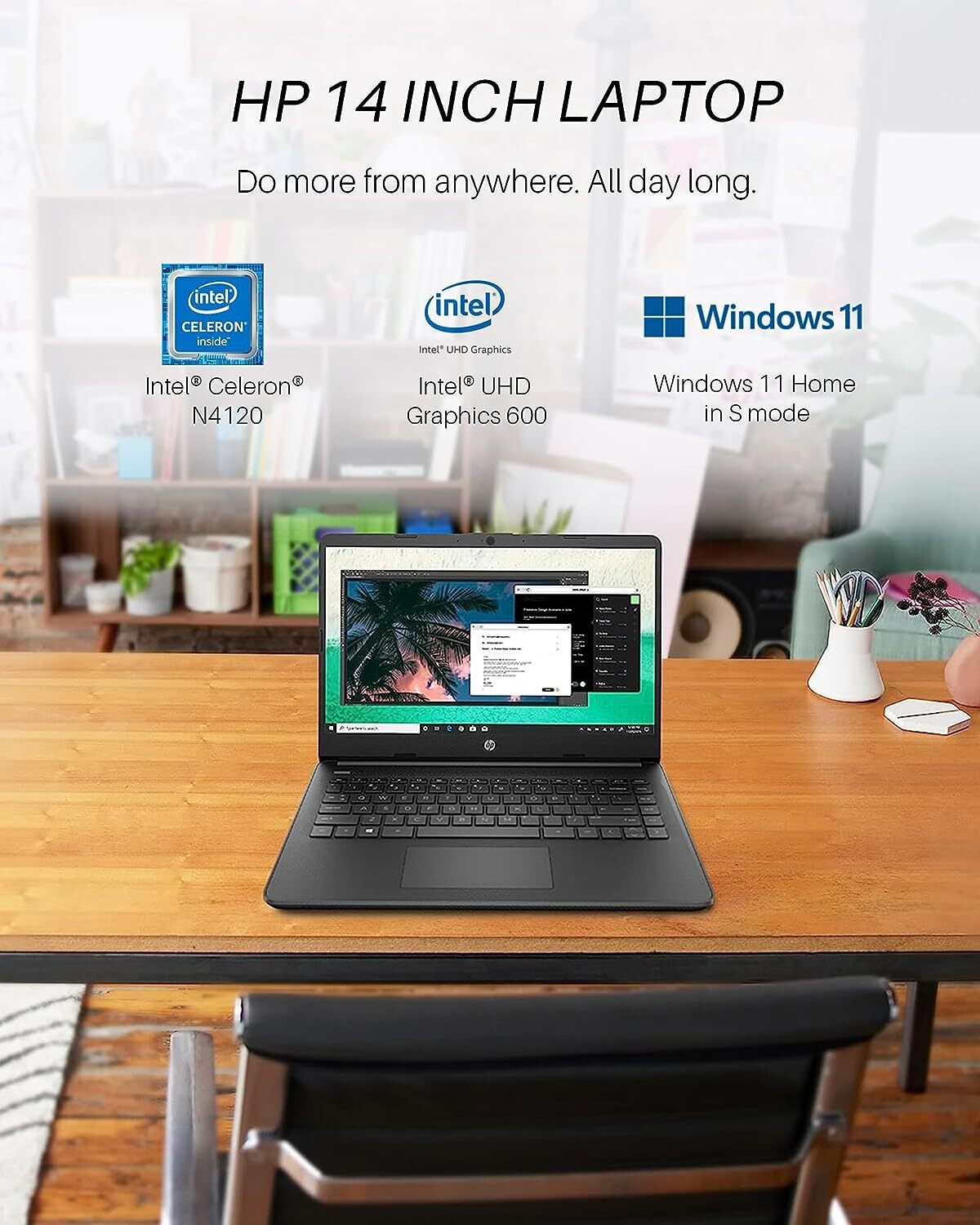 HP Laptop Students and Business Intel QuadCore N4120 4GB RAM 64GB eMMC