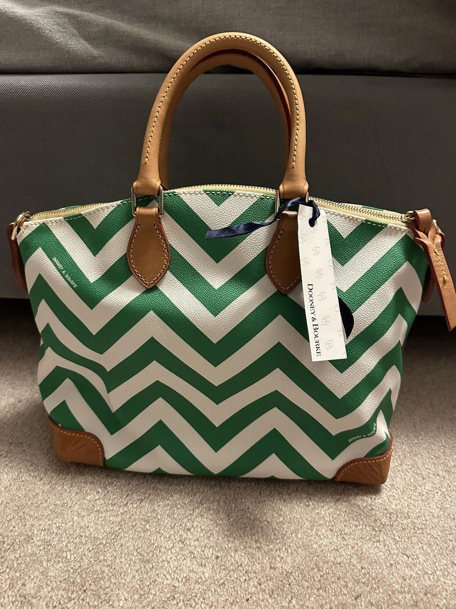 NEW w tags Dooney Bourke Chevron Satchel Tote Bag Seafoam