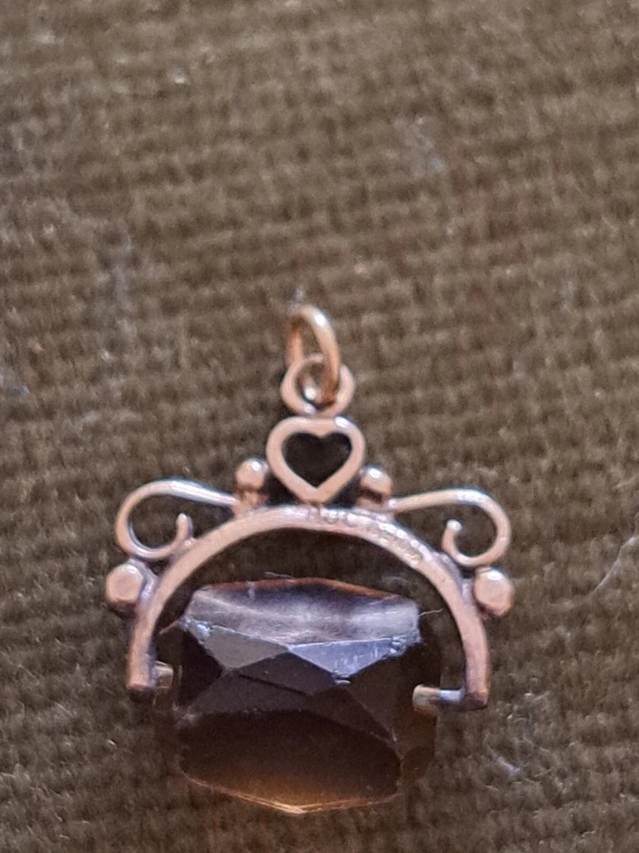 FULLY HALLMARKED 9CT GOLD & SMOKEY QUARTZ SWIVEL FOB - image 3 of 3