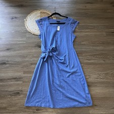 TALBOTS Crochet Trim Nantucket Slub Side Tie Dress NWT Retail $89.50