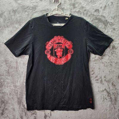 Adidas Manchester United Red Crest Black T-Shirt Men s Large GR3880 Soccer Fan