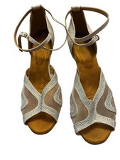 TT Dancewear Silver Rhinestone Ballroom Dance Shoes Womens 9.5 Latin Salsa Swing