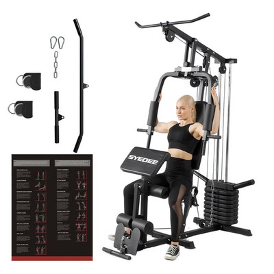 Multifunctional Home Gym System, Home Gym Station with 105LBS Weight Stack, All