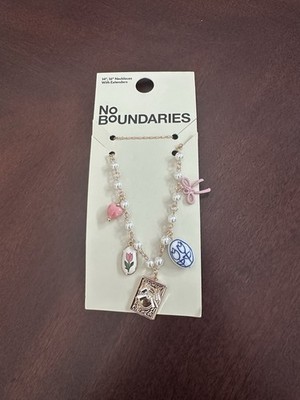 NWT No Boundaries Multicolor Two Layer Mixed Icon Necklace Charms Bow Floral