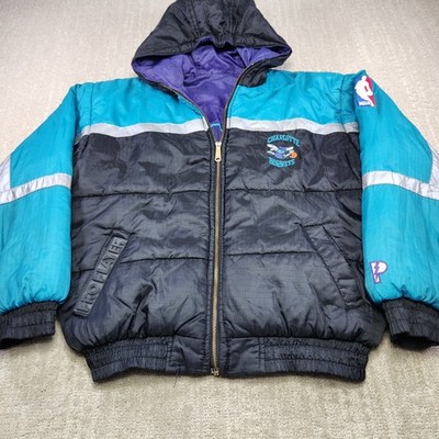 Vintage Charlotte Hornets Jacket Youth XL Pro Player Reversible Hoodie 90s NBA 