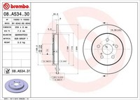 2X Bremsscheibe Hinten Brembo 08A53431 FÜR Lexus Passend FÜR Subaru Toyota
