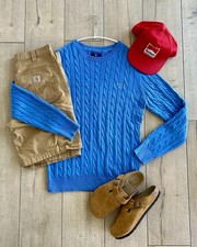 Gant Men  s Cerulean Blue Cable Sweater Small