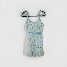 LOFT Floral Linen Rayon Strappy A-Line Knee Length Dress V-Neck Sz 4