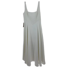 Odd Muse High Waist Square Neck Midi Dress - White - XL