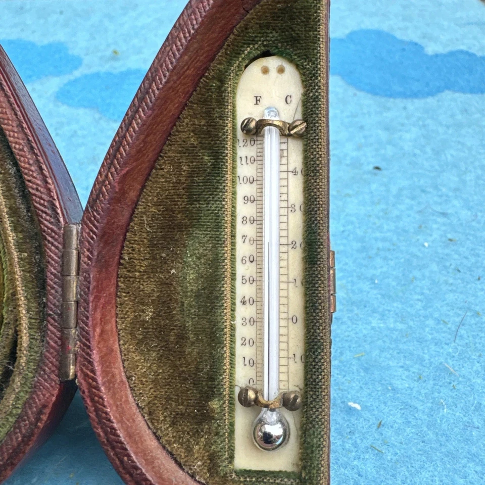 RARE ANTIQUE 19th C CASED C.W. DIXEY BAROMETER,THERMOMETER,COMPASS POCKET/TABLE - Image 3 of 4
