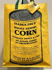 Trader Joe’s Whole Kernel Can Of Corn Mystery Bag RARE Ship Flat NWT