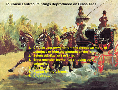 Toulouse-Lautrec Paintings on Glass Tile- Museum Inspired Tabletop Art.
