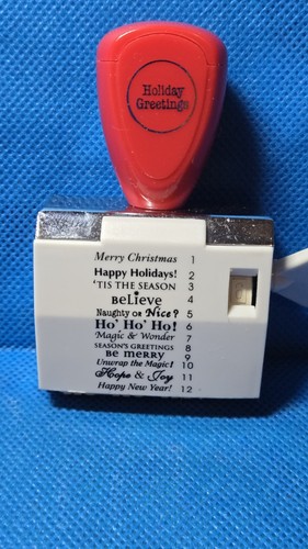 Holiday Greetings Rotating Stamp - 12 Sayings Gently Used Wooden Handle ...