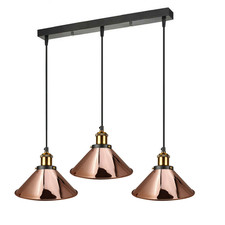Image of Industrial 3 Way  Ceiling Pendant Light Metal Hanging Retro Lamp E27 Kitchen Bar