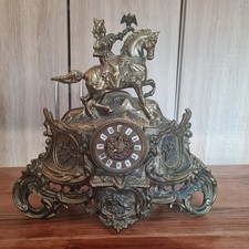 Kaminuhr Messing Uhr Tischuhr Vintage Uhr Pferd Reiter Uhr Antik Stil Deko Uhr
