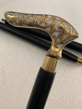 Solid Brass Handle Victorian Style Wooden Walking Stick Antique Designer Cane