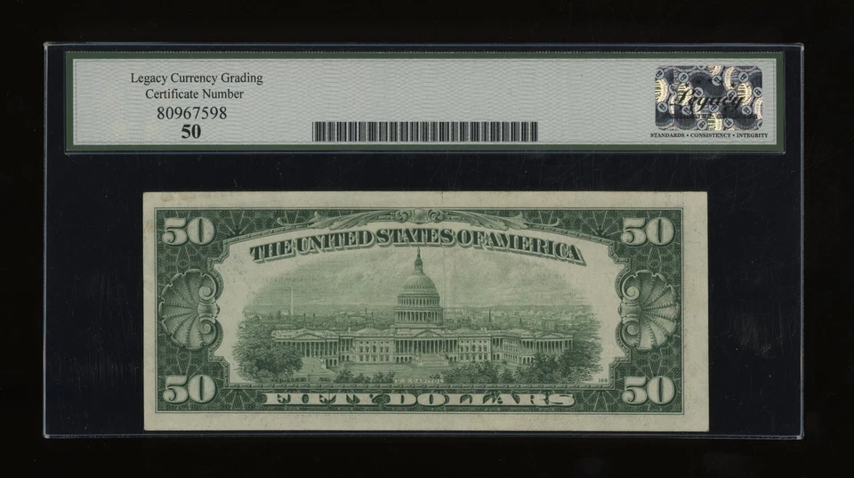 DBR 1950-B $50 FRN Chicago STAR Fr. 2109-G* Legacy AU-50 Serial G00559491* - Image 2 of 2