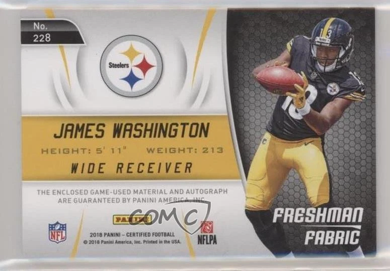 2018 Certified Mirror Blue /50 James Washington #228 Rookie Auto RC - Image 2 of 2